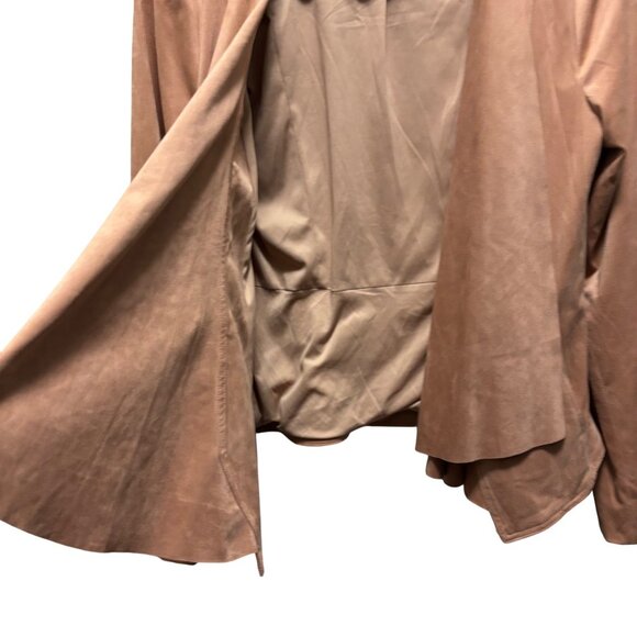 Anthropologie Hutch Open Front Waterfall Jacket In Vegan Suede Size S Neutral - Picture 7 of 9